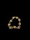 Vtg Golden Chain Bracelet 7    Unclasped Geometric Pierced Ovals Wrist Jewelry