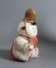 Antique Japanese Wood Composition Gosho Ningyo Palace Doll Edo 1850-90 Hat Crane