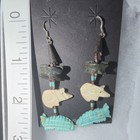 Zuni Fetish Carved Animal Dangle Earrings Ss