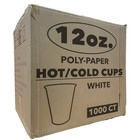 1000 Pack Disposable Poly Paper Hot  cold Coffee Tea Cups Only 12 Oz Case White