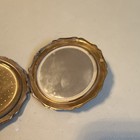 Stratton Vintage Floral Rose Powder Compact Mirror Gold Tone Scalloped