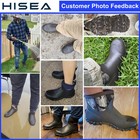 Hisea Men Ankle Rain Boots Waterproof Anti-slip Outdoor Hiking Garden Work Boots