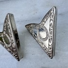 Western Collar Tips Horseshoe Silver Tone Stamped Luck Rodeo Engraved Cowboy