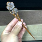 6 7 old Boxwood Japanese Netsuke Collectible Vintage Plum Blossom Hairpin Statue