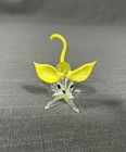 Vintage Hand Blown Glass Mouse Yellow Art Figurine Sculpture Cute Goofy Face
