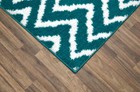 Distressed Zig Zag Teal white Indoor Area Rug  7 6  X 9 6 