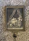 Antique Victorian Hand Held Framed Mirror Vanity W Picture On Back Germany 11x7