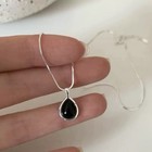925 Sterling Silver Black Onyx Teardrop Pendant Necklace Snake Chain 033