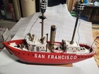 San Francisco Harbor Light Ship- Wood Model Boat- 19 5  L X 5 5  W X 15  H - New