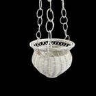 Wicker Rattan 33  Hanging Planter Basket Boho Victorian White Cottagecore Vtg