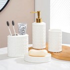 Bathroom Accessories Set 4 Pcs - Ceramic Soap Dispenser  Toothbrush Holder 