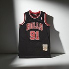 Dennis Rodman Signed Black Jersey  91 Bulls W coa  l 