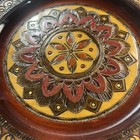 Polish Carved Floral Mandalas Vintage Wooden Folk Plate 11   