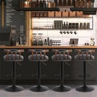 Set Of 2 Bar Stools Adjustable Swivel Vintage Pu Leather Wide Seat Pub Bar Chair