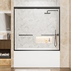 60 w Sliding Shower Door  Matte Black Soft-close  Tempered Glass W  Dual Handles