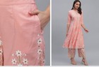 Women Traditional Dress Salwar Kameez  Top Pants Kurti 2 Pcs Pink