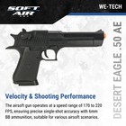 50ae Spring Pistol  Black- Clamspring Pistols  200-260 Fps