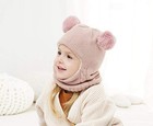 Baby Winter Hat Scarf Mitten Set  Unisex Infant Toddler Kids Hat Scarf  pink-   