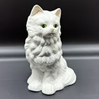 Vintage Artmark Bisque Ceramic White Persian Cat Night Light Lamp 7    Tall