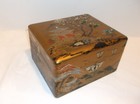 Vtg Hand Painted  Oriental asian  Jewelry storage Box  7 3 4   X  6 3 4   X 4 