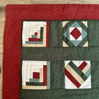 Vintage Log Cabin Quilt 18   x23    Wall Hanging Art Handstitched Table Centerpiece