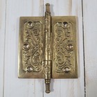 Antique Victorian Brass Door Hinges Ornate Scroll Steeple Ends  Lot Of 2