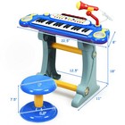 37 Key Electronic Keyboard Kids Toy Piano Mp3 Input W  Microphone   Stool Blue