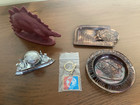Ny World   s Fair Unisphere Paperweight  Keychain  2 Trays  And Sinclair Dinosaur