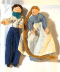4 Miniature Dolls Family For Dollhouse Handmade Mother Father 2 Kids Vtg