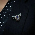 2 50 Ct Round Cut Simulated Sapphire Bee Brooch Pin 14k Yellow Gold Plated