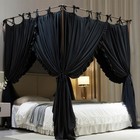 4 Corners Post Princess Curtain Bed Canopy Double Layer Cozy Mosquito Net Mesh A