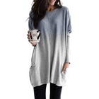 Dress Tops Plus Size Women Long Sleeve Pockets Blouse Ladies Casual Loose Mini
