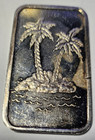 Rare Vintage Paradise Mint Island Palm Tree 1 Troy Oz  999 Fine Silver Bar