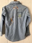 Lot 3 Vintage 70   s Embroidered Chambray Shirts Chainstitch Button Child 10 14 14