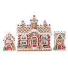 Set Of 3 Clay Dough Led Gingerbread House  Christmas Display Centerpiece Decor