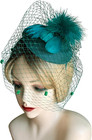 Fascinator Hats For Women Tea Party Veil Feather Fancy Pillbox Hat 20s 50s