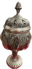 Vintage Caged Bubble Glass W lid S p  Apothecary Baroque Jar 12    Tall Heavy Exc