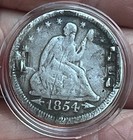 Love Token On A Seated Liberty 1854 Silver Quarter 25 Cents