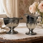 Rare Antique 1860s Redfield   Rice Silverplate Creamer Sugar Bowl Set Greek Key