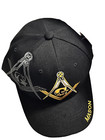 Black Gray Master Mason Square Compass Baseball Hat Cap Masonic Fraternity New 