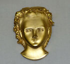Jean Luc Morin Gold Brushed Finish Girl s Face Head Pin Brooch Canada Artist Vtg