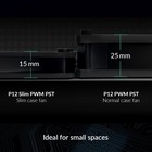 Arctic P12 Slim Pwm Pst  3 Pack  120 Mm Case Fan Pressure-optimised Computer