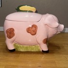 Pink Pig Cookie Jar Vintage Japan Ceramic