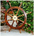 36 Inch Big Ship Steering Wheel Wooden Antique Teak Brass Nautical Pirate Ship s