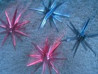 8 Vintage Mcm Bradford Plastic Atomic Starburst Sputnik Ornaments 4  as Found 