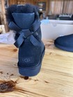 Ugg Mini Bailey Bow Ii 2 Black Water-resistant Suede Boots Size Us 8 Women