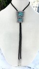 Stunning Oversized Vintage Native American Bolo Tie Turquoise Sterling Silver