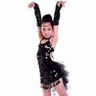 Girl Child Kids Ballet Dance Latin Jazz Tutu Costume Party Black Sequins Dress 