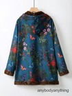 Womens Floral Print Hoodie Padded Outwear Thicken Fleece Lined Winter Loose Coat