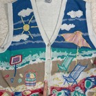 Koret Francisca Vintage Costal Beach Scene Knit Sweater Vest Blue White Large